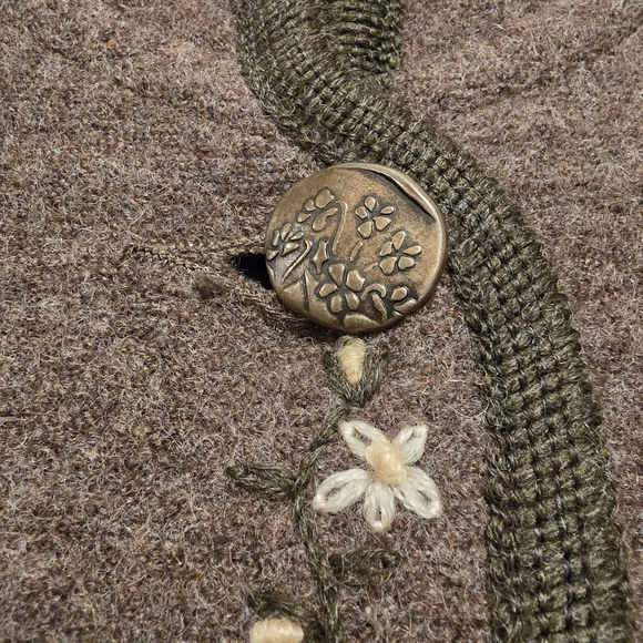 Vintage BOOS Pure New Wool Jacket With Edelweiss Embroidery Brown Size 46. - Picture 8 of 16